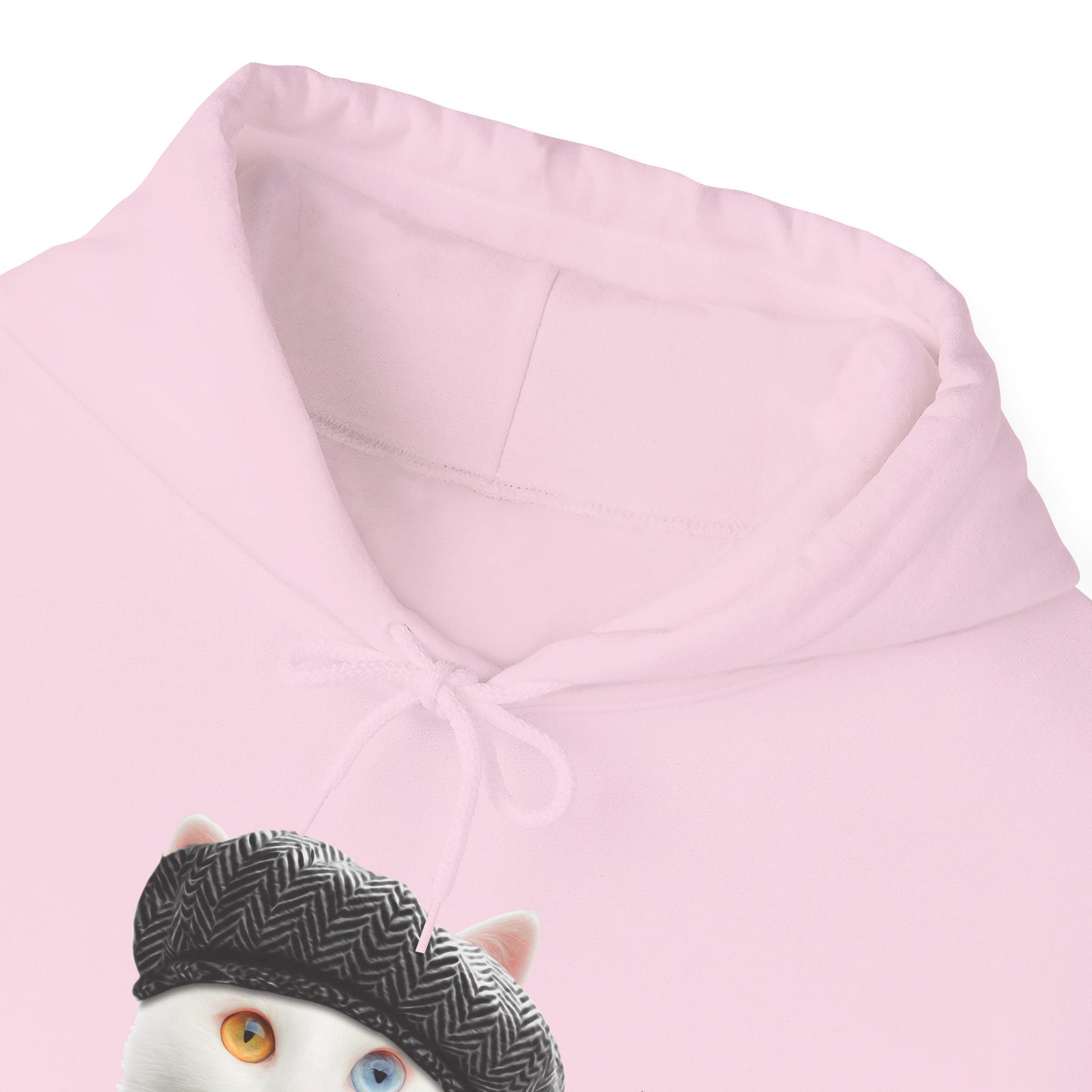 Pale Pink Headphones Cat Themed Hooded Sweatshirt Unisex