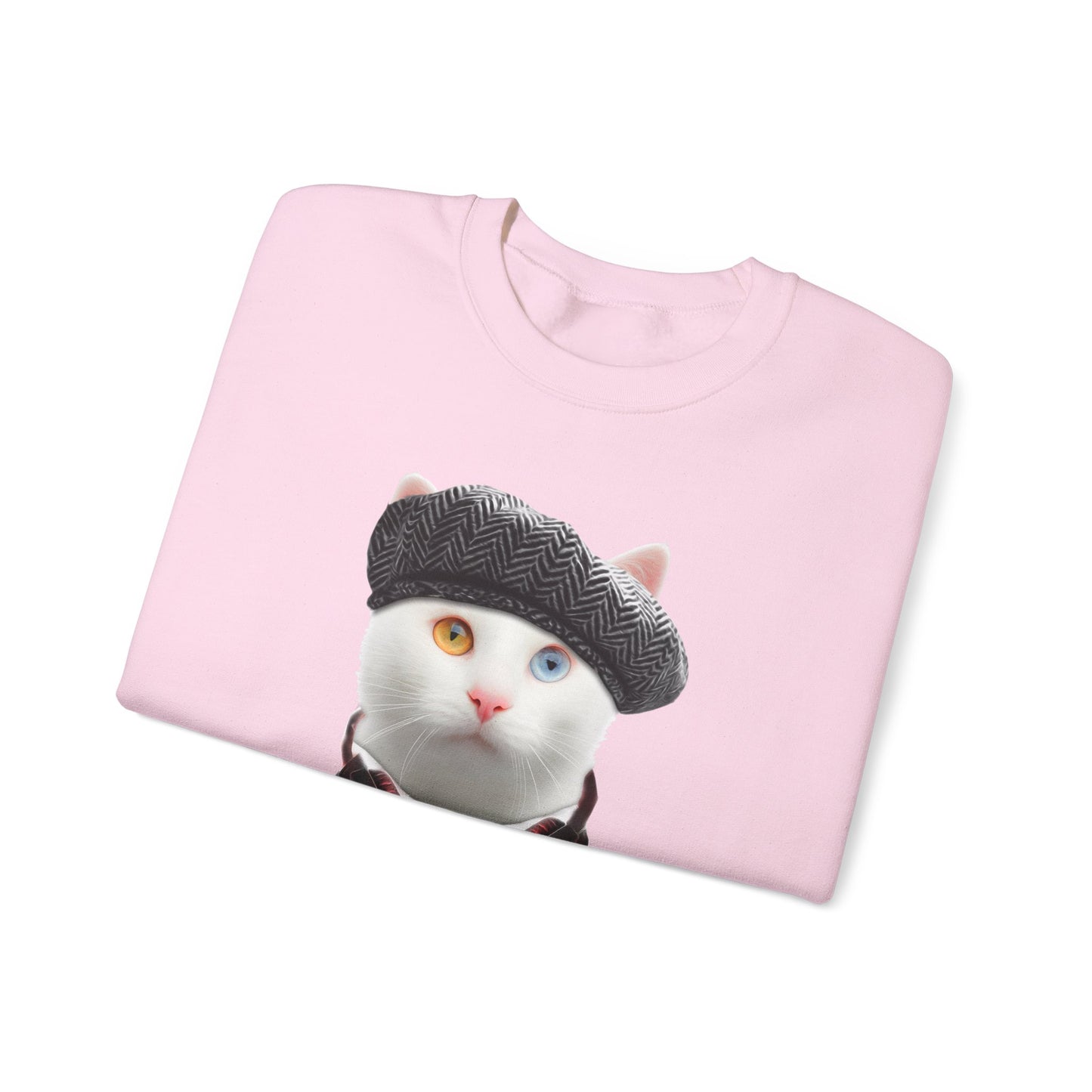 Pale Pink Headphones Crewneck Cat Themed Unisex Sweatshirt