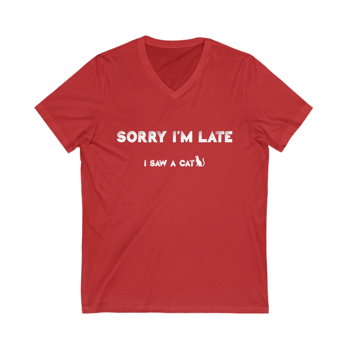Red I Saw A Cat V-Neck Unisex T-Shirt