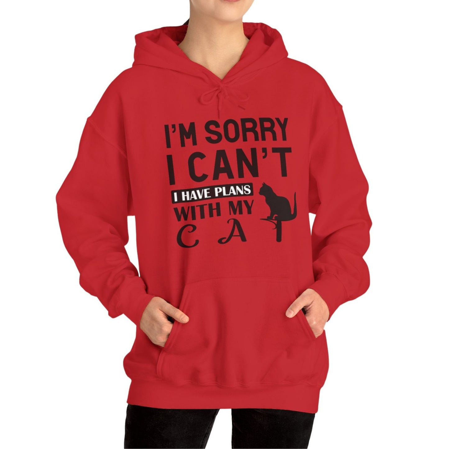 Red Plans With My Cat Hooded Sweatshirt Unisex