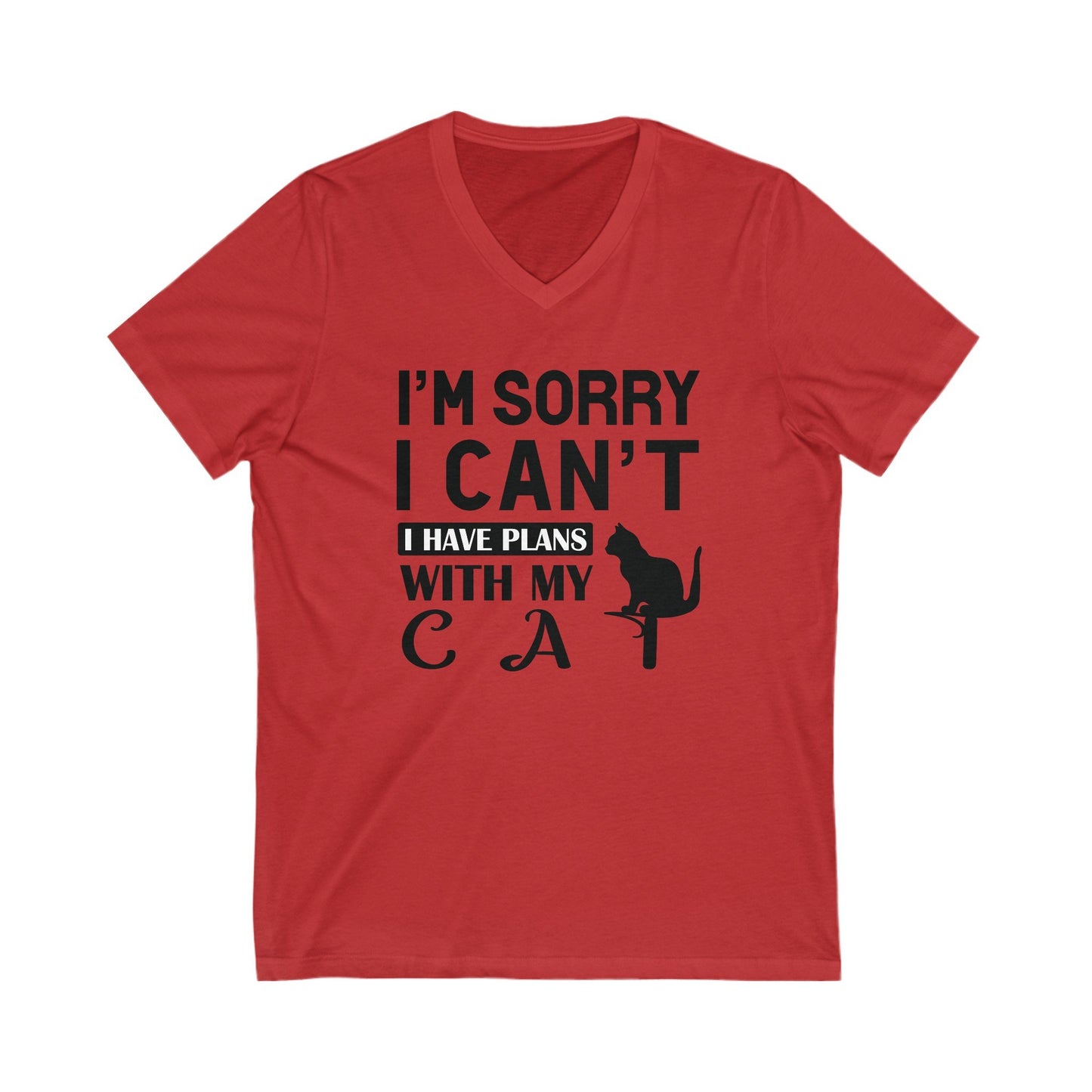 Red Plans With My Cat T-Shirt Unisex V-Neck
