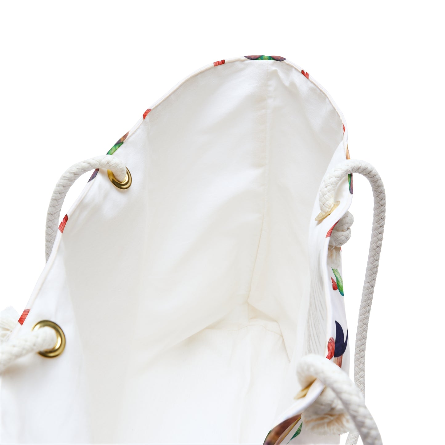 Tote bag with black cat, love hearts and cactus pattern