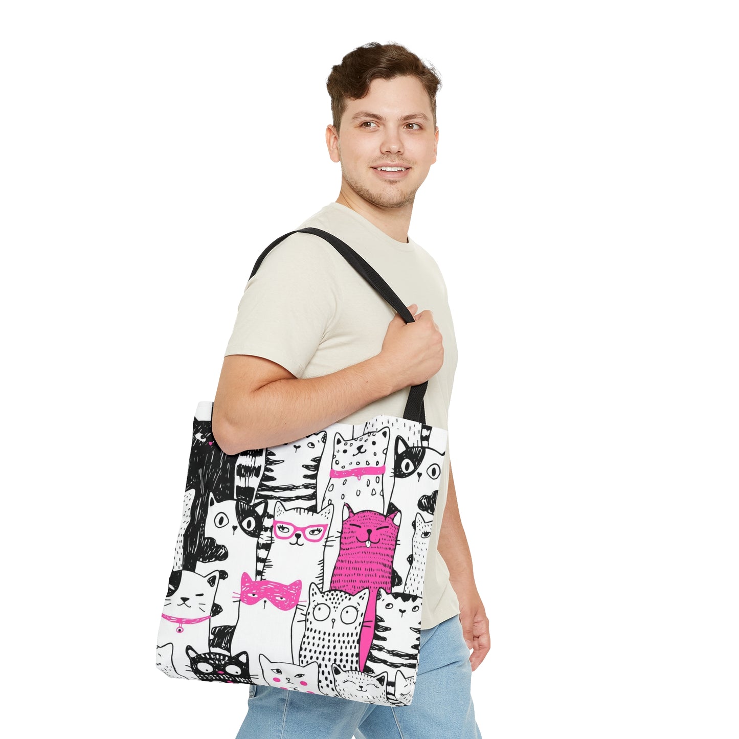 Tote bag with cartoon cats