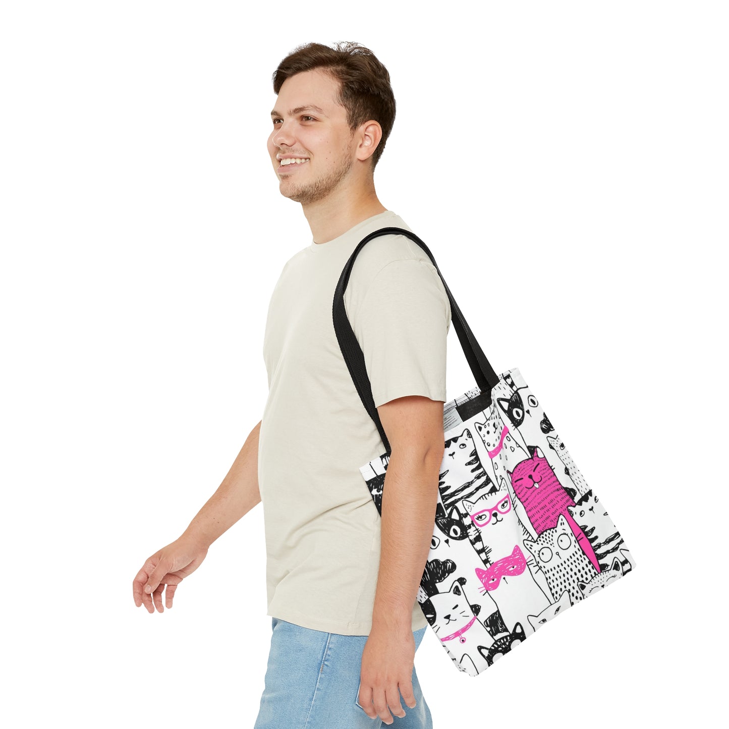 Tote bag with cartoon cats