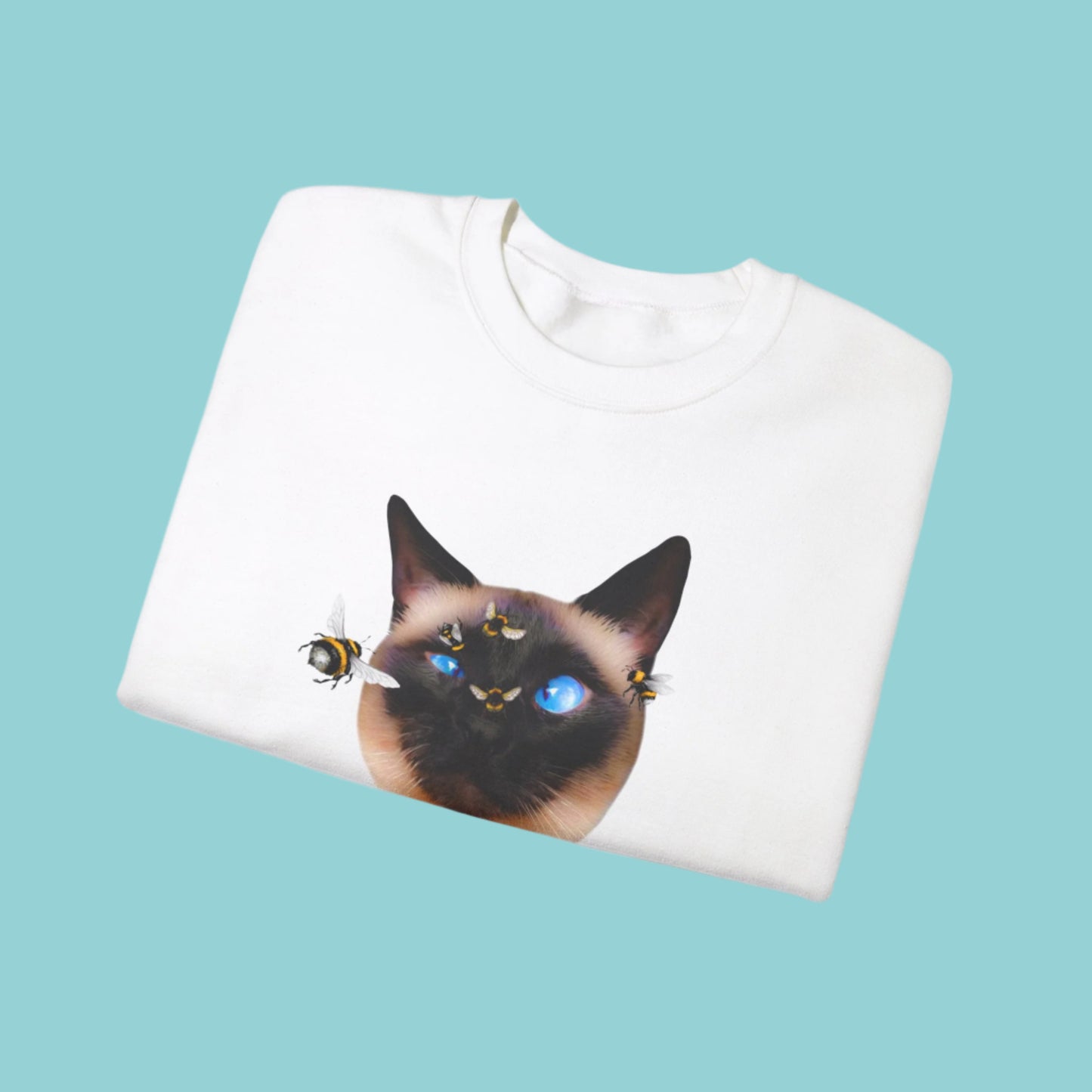 White Buzz Off Cat Themed Crewneck Unisex Sweatshirt