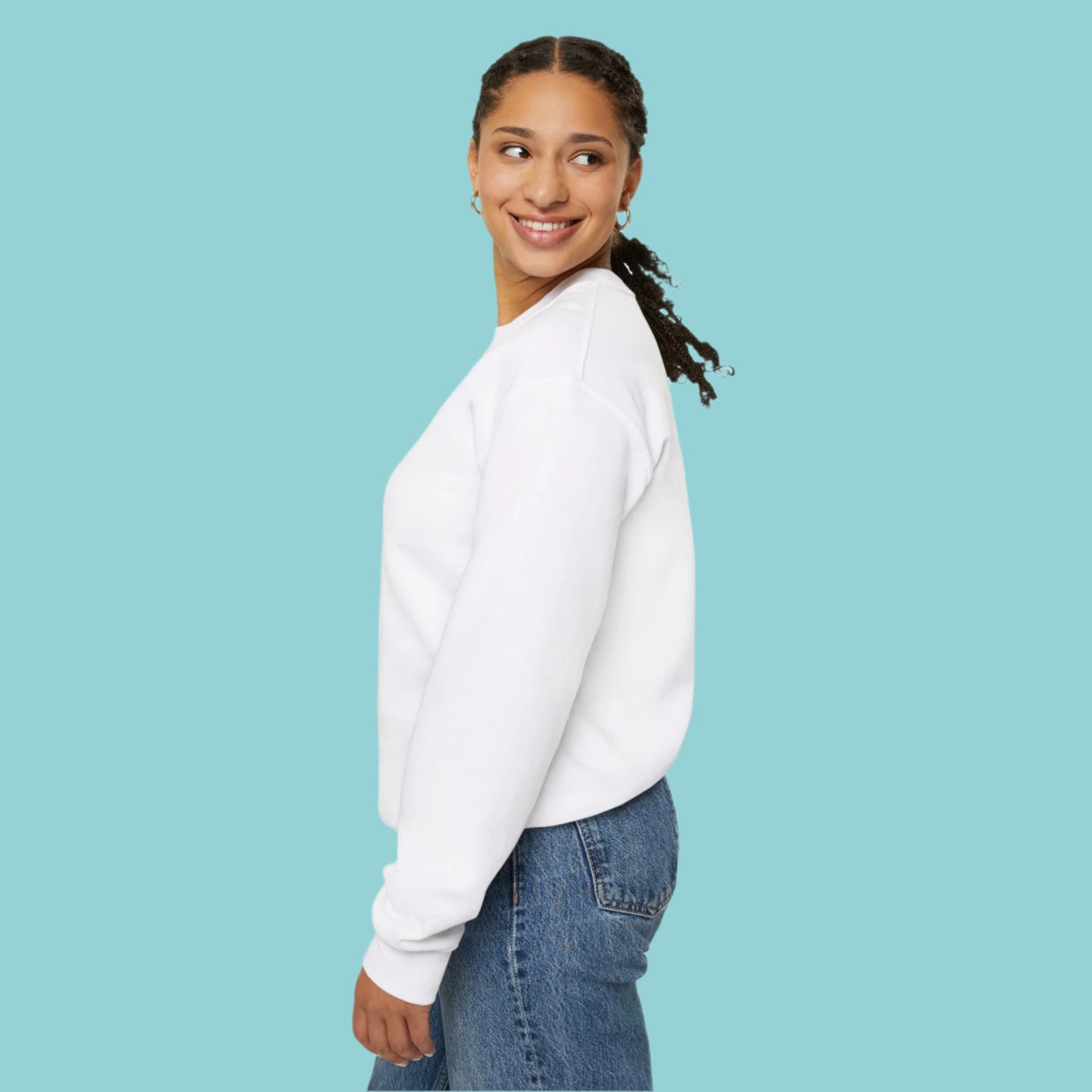 White Buzz Off Cat Themed Crewneck Unisex Sweatshirt