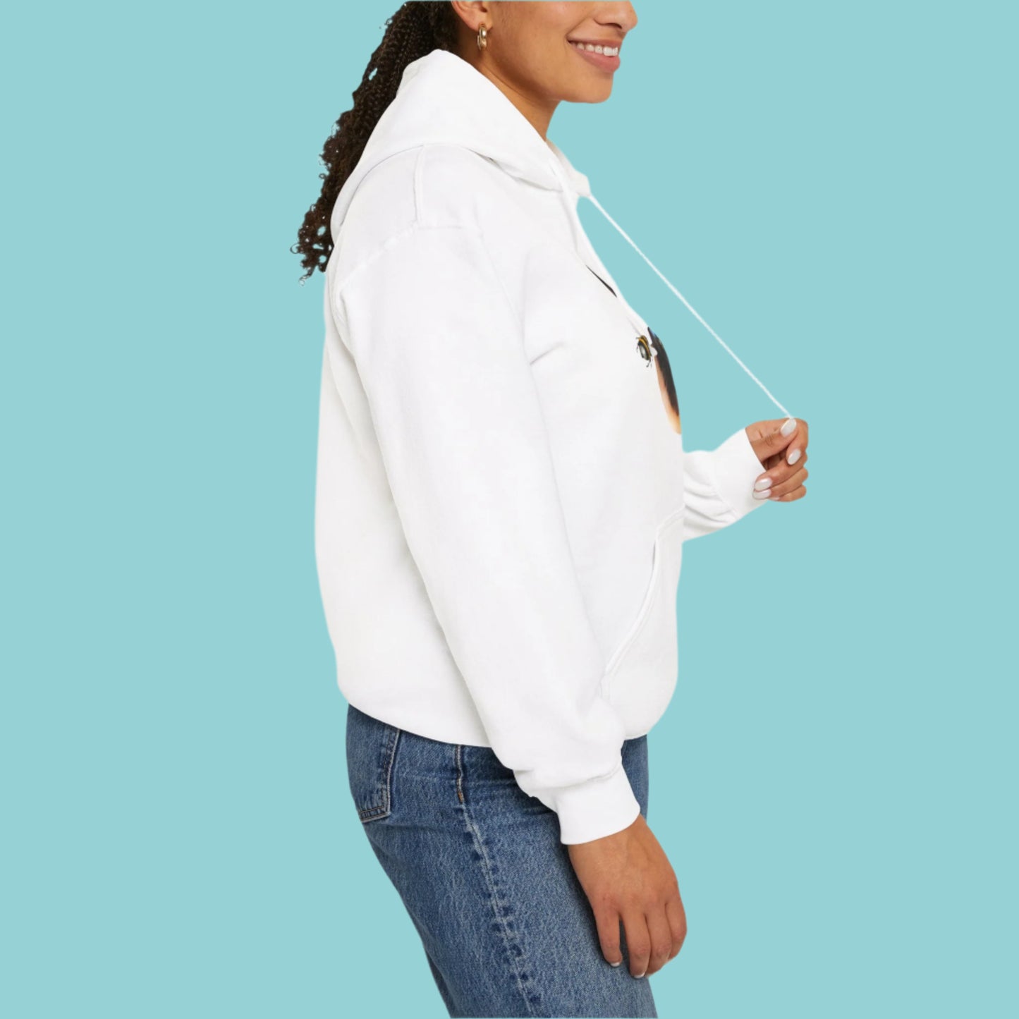 White Buzz Off Cat Themed Hooded Sweatshirt Unisex