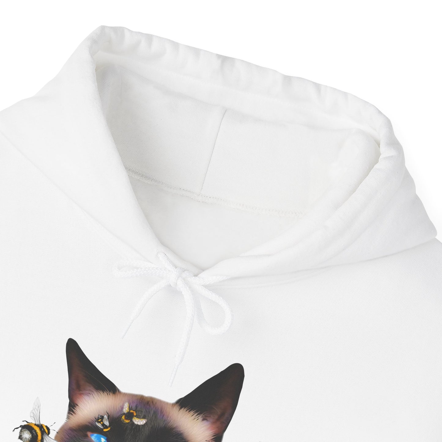 White Buzz Off Cat Themed Hooded Sweatshirt Unisex