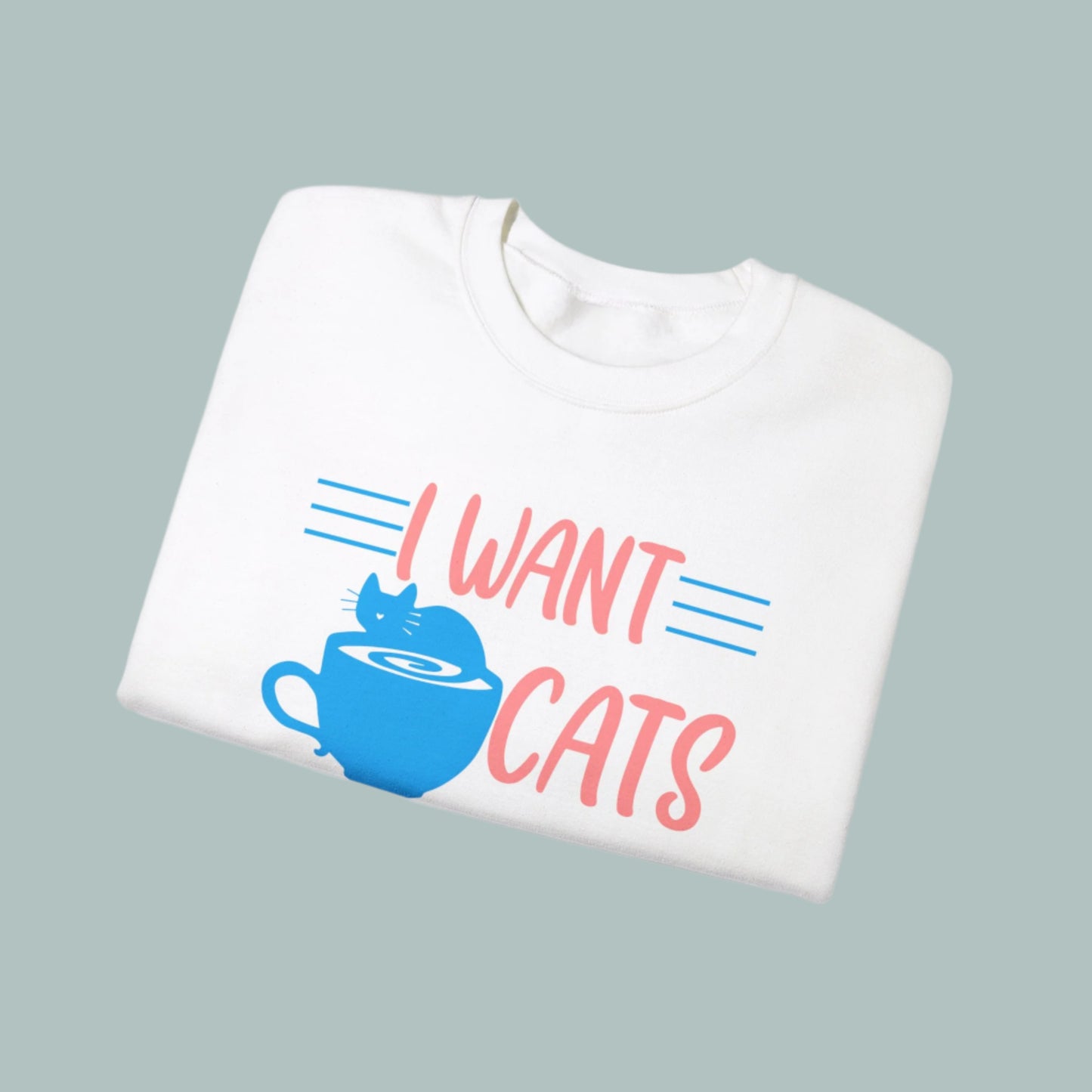 White Cats Cake & Coffee Crewneck Unisex Sweatshirt
