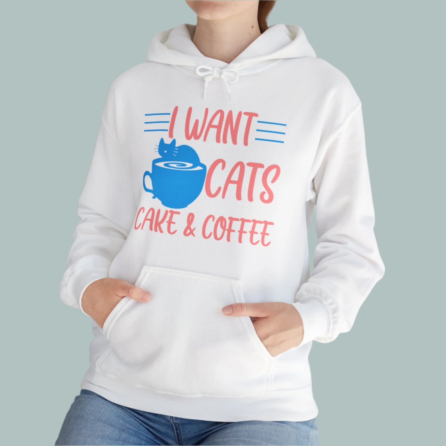 White Cats Cake & Coffee Hooded Sweater Unisex