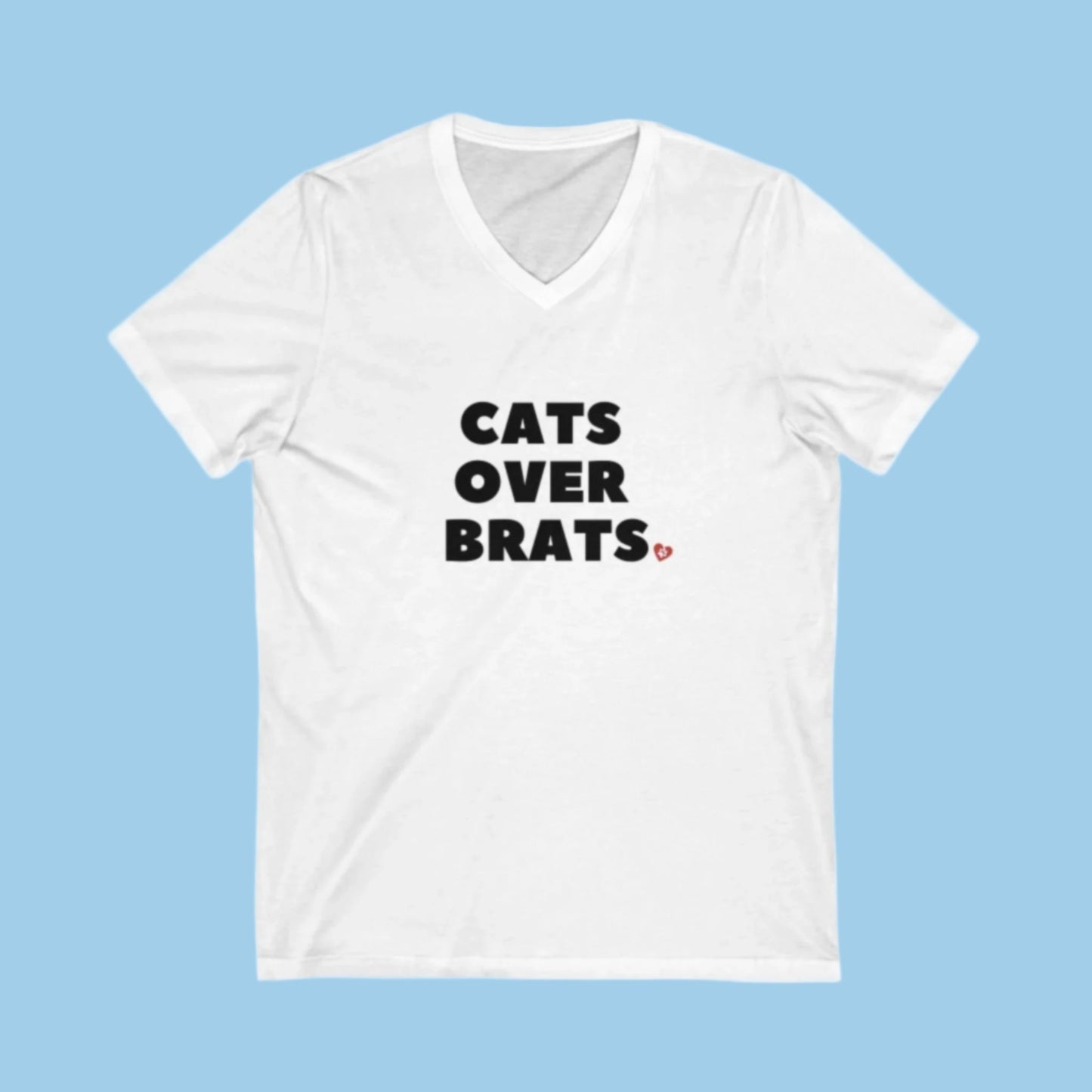 White Cats Over Brats V-Neck T-Shirt