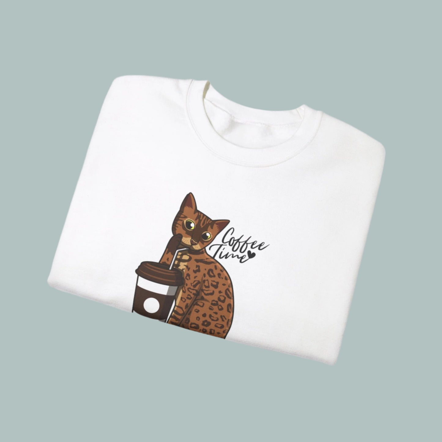 White Drinking Bengal Cat Unisex Sweatshirt