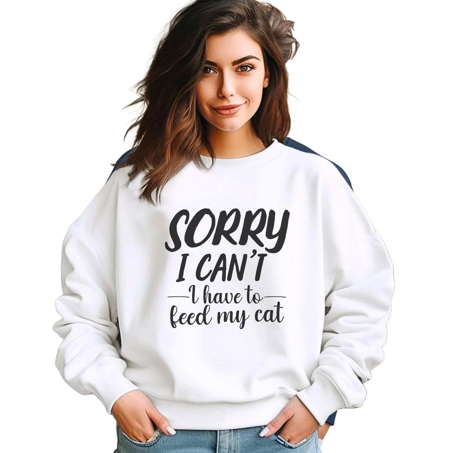 White Feed My Cat Crewneck Sweater Unisex