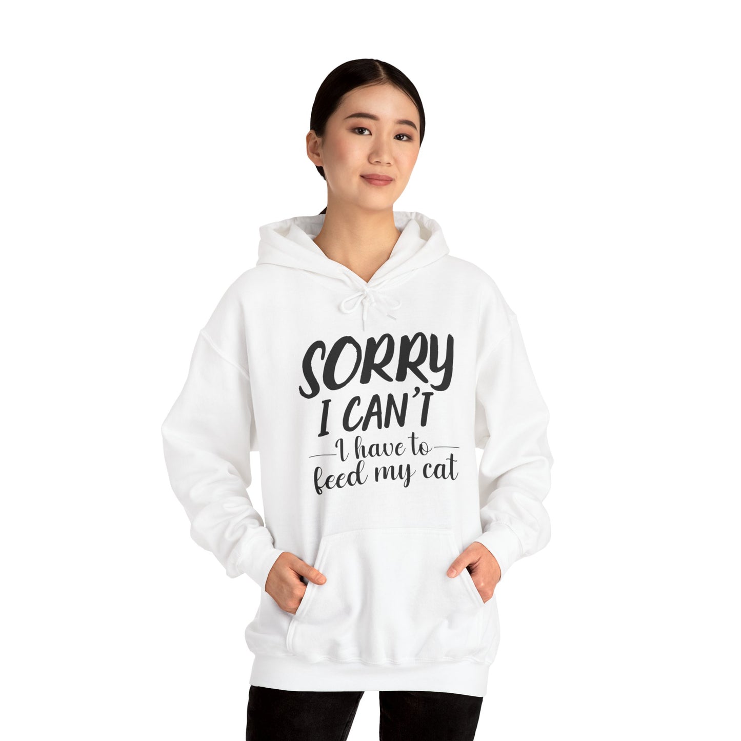 White Feed My Cat Hooded Sweatshirt Unisex