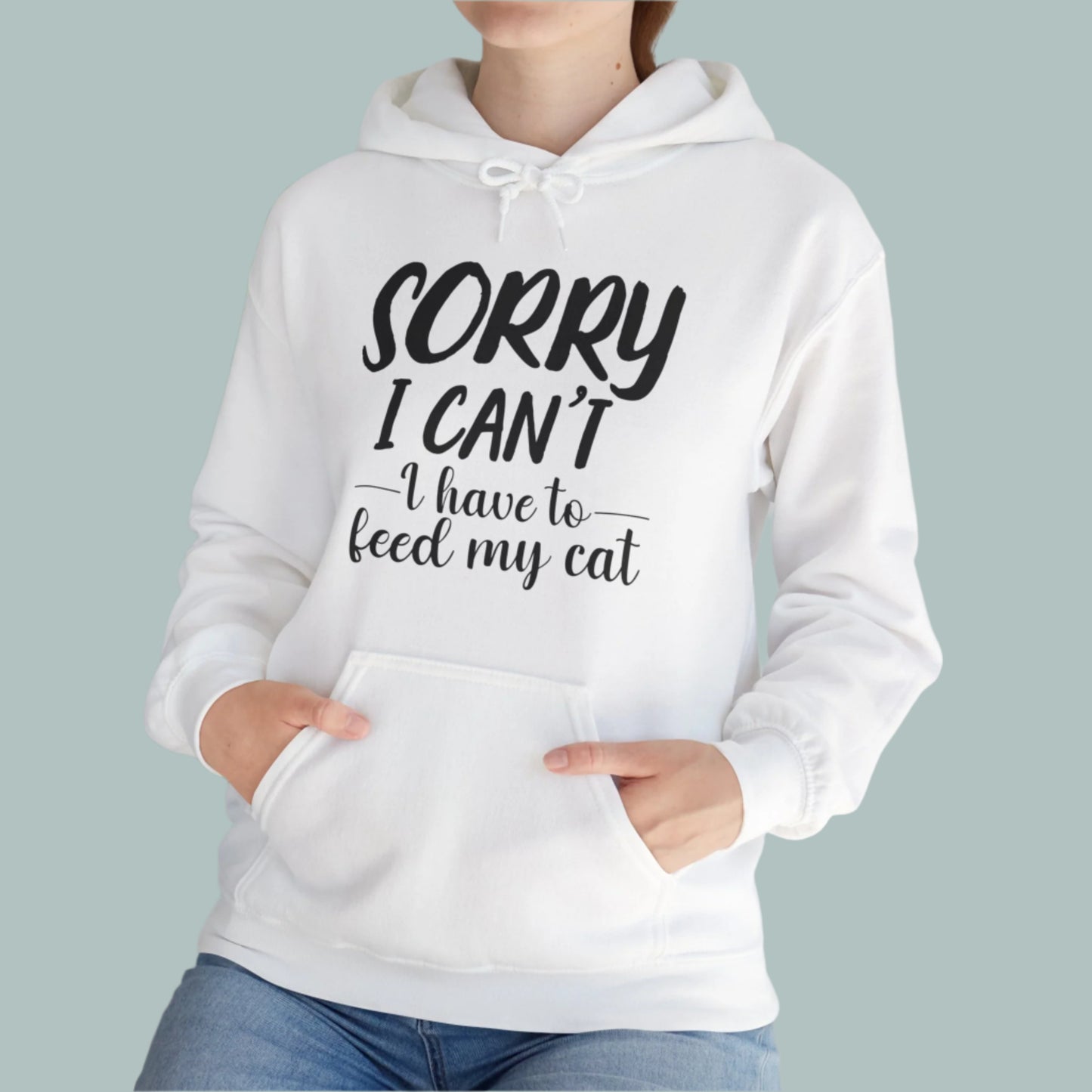 White Feed My Cat Hooded Sweatshirt Unisex
