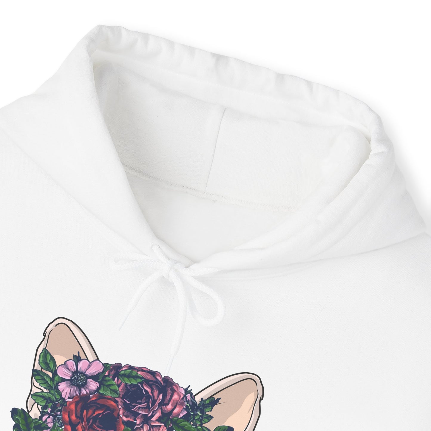 White Flower Sphynx Cat Hooded Sweatshirt Unisex