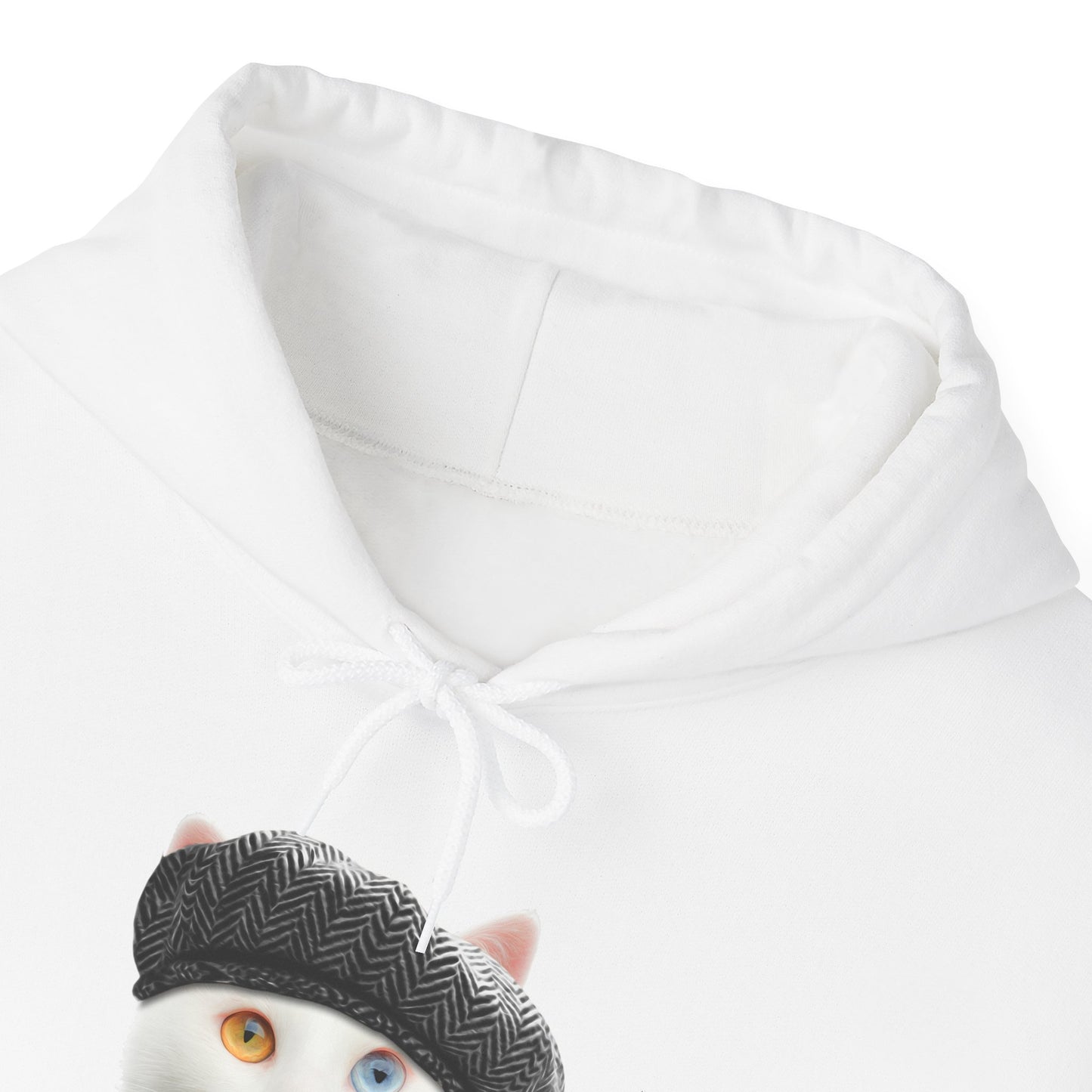 White Headphones Cat Themed Hooded Sweatshirt Unisex