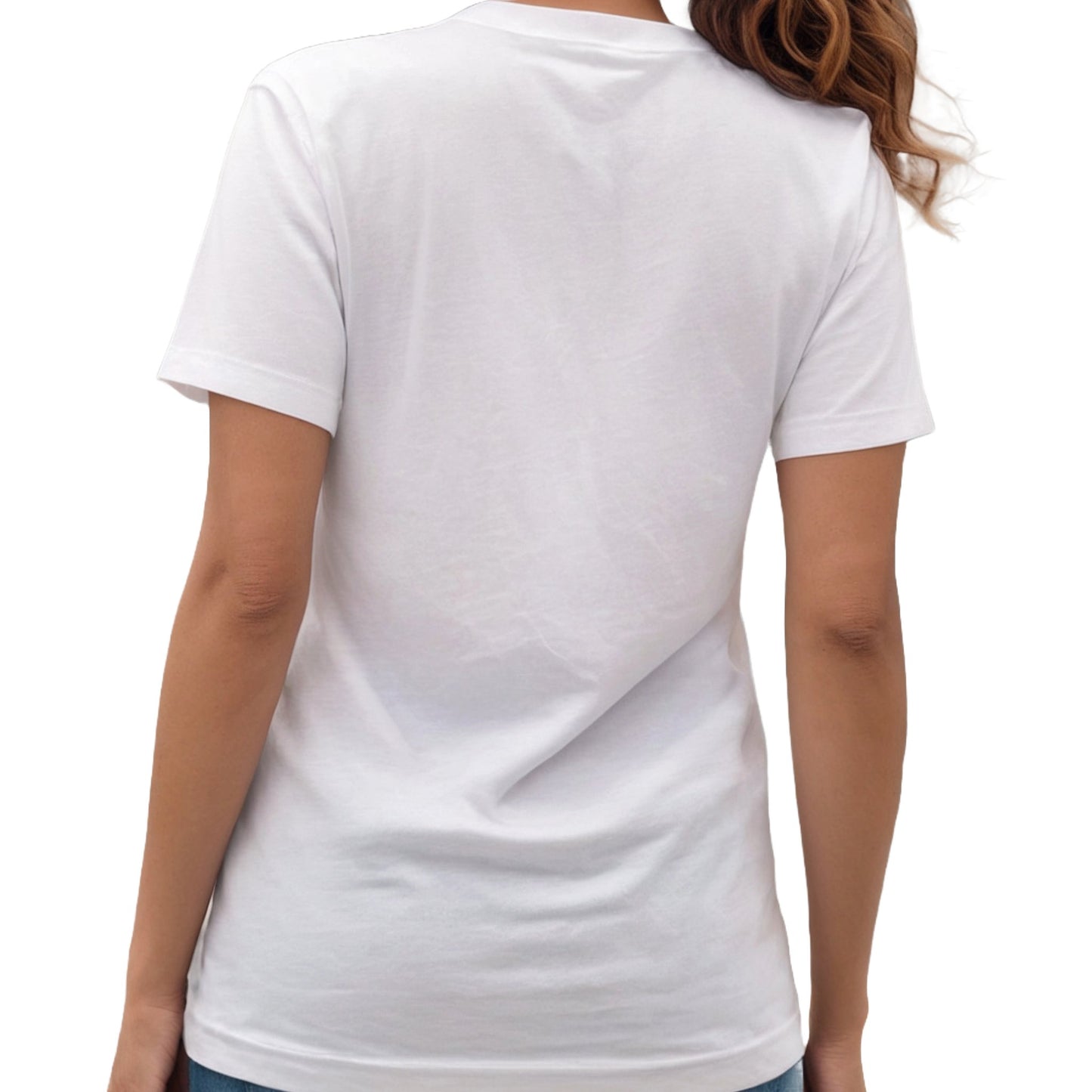 White Headphones T-Shirt Unisex V-Neck Cat Theme