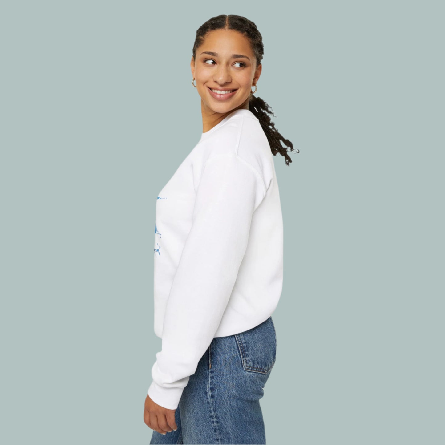 White Headscarf Cat Themed Crewneck Unisex Sweatshirt