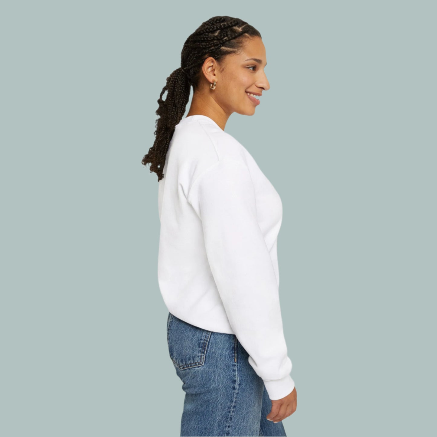 White Headscarf Cat Themed Crewneck Unisex Sweatshirt