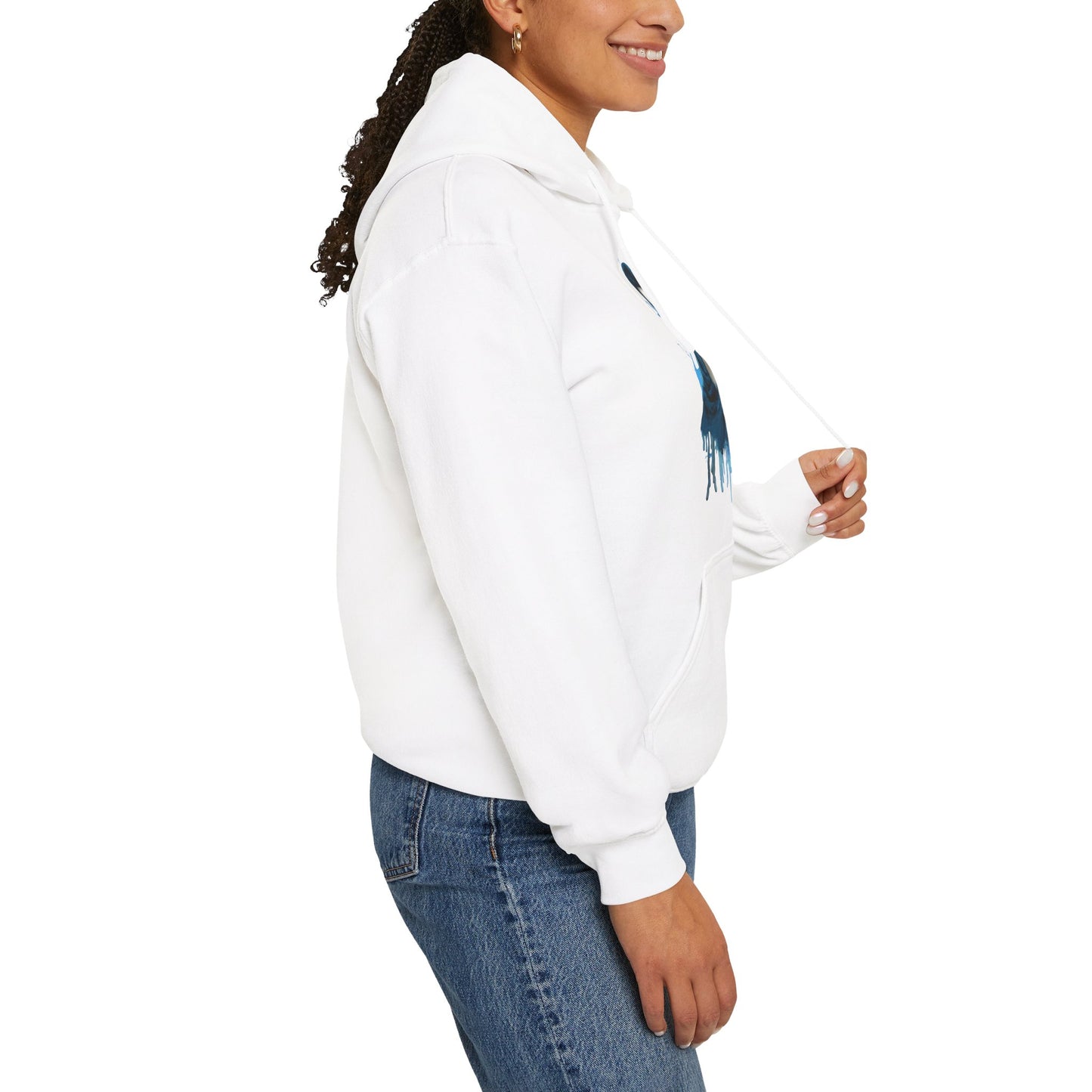 White Headscarf Cat Themed Hooded Sweatshirt Unisex