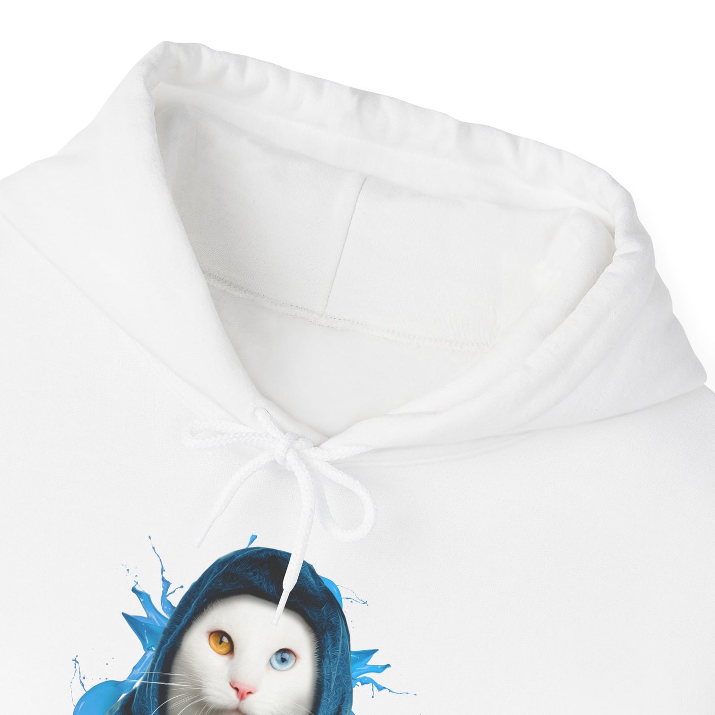 White Headscarf Cat Themed Hooded Sweatshirt Unisex