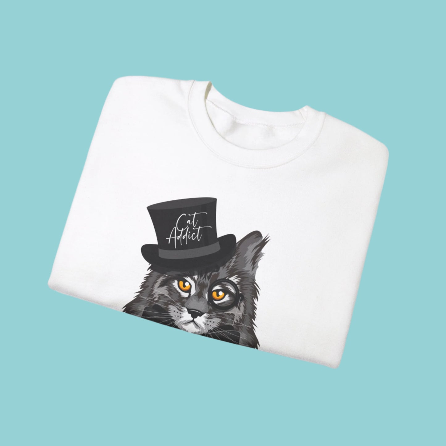 White Maine Coon Cat Addict Crewneck Unisex Sweatshirt
