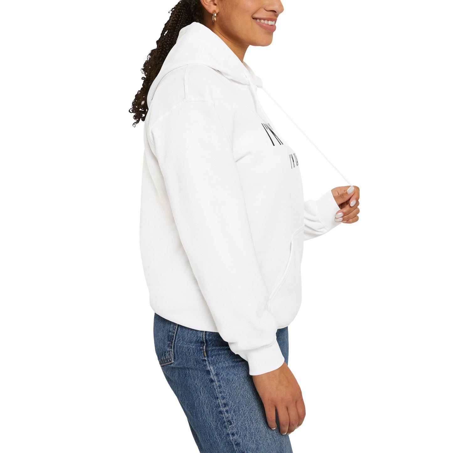 White Not Lazy Cat Themed Hooded Sweatshirt Unisex