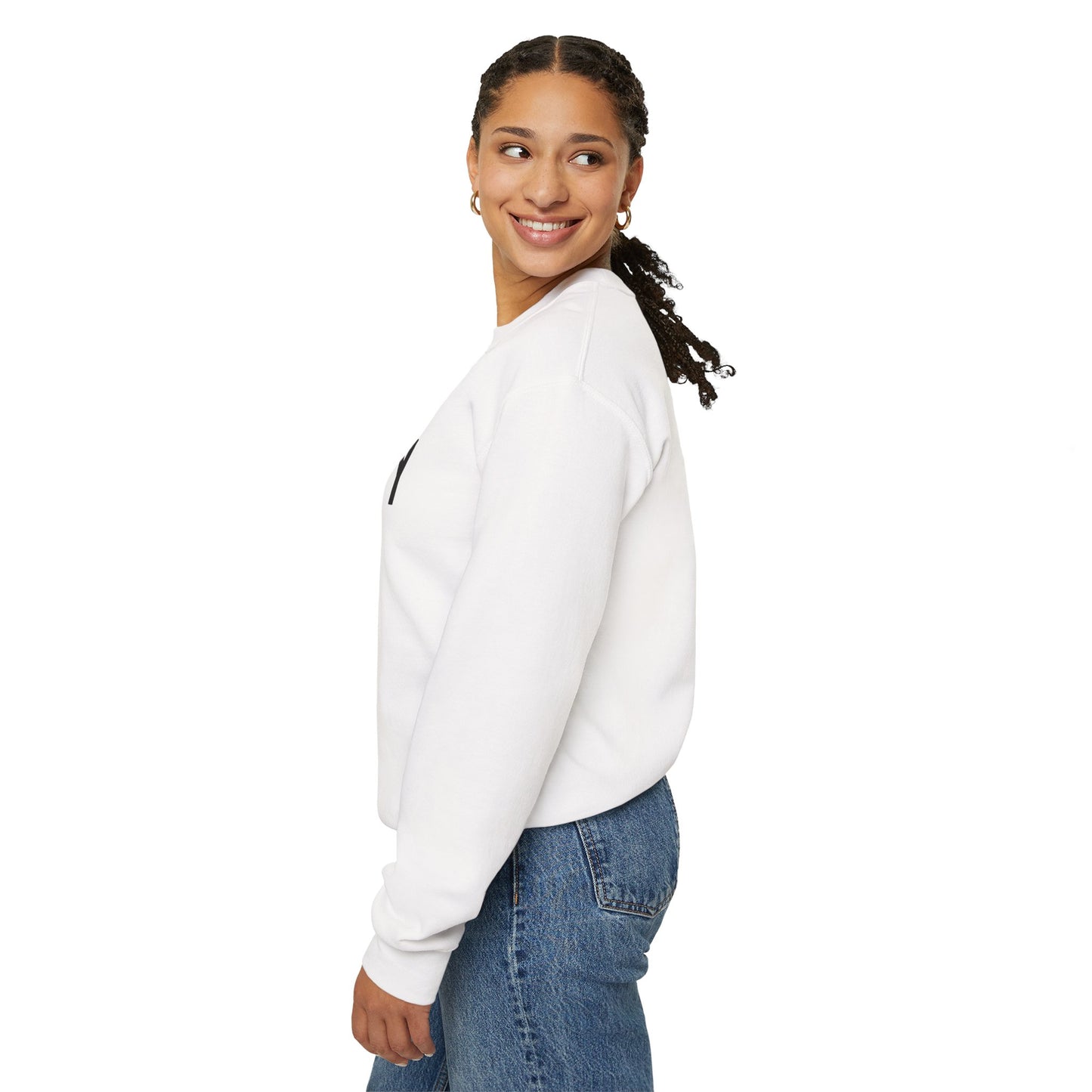 White Not Lazy Crewneck Unisex Cat Themed Sweatshirt