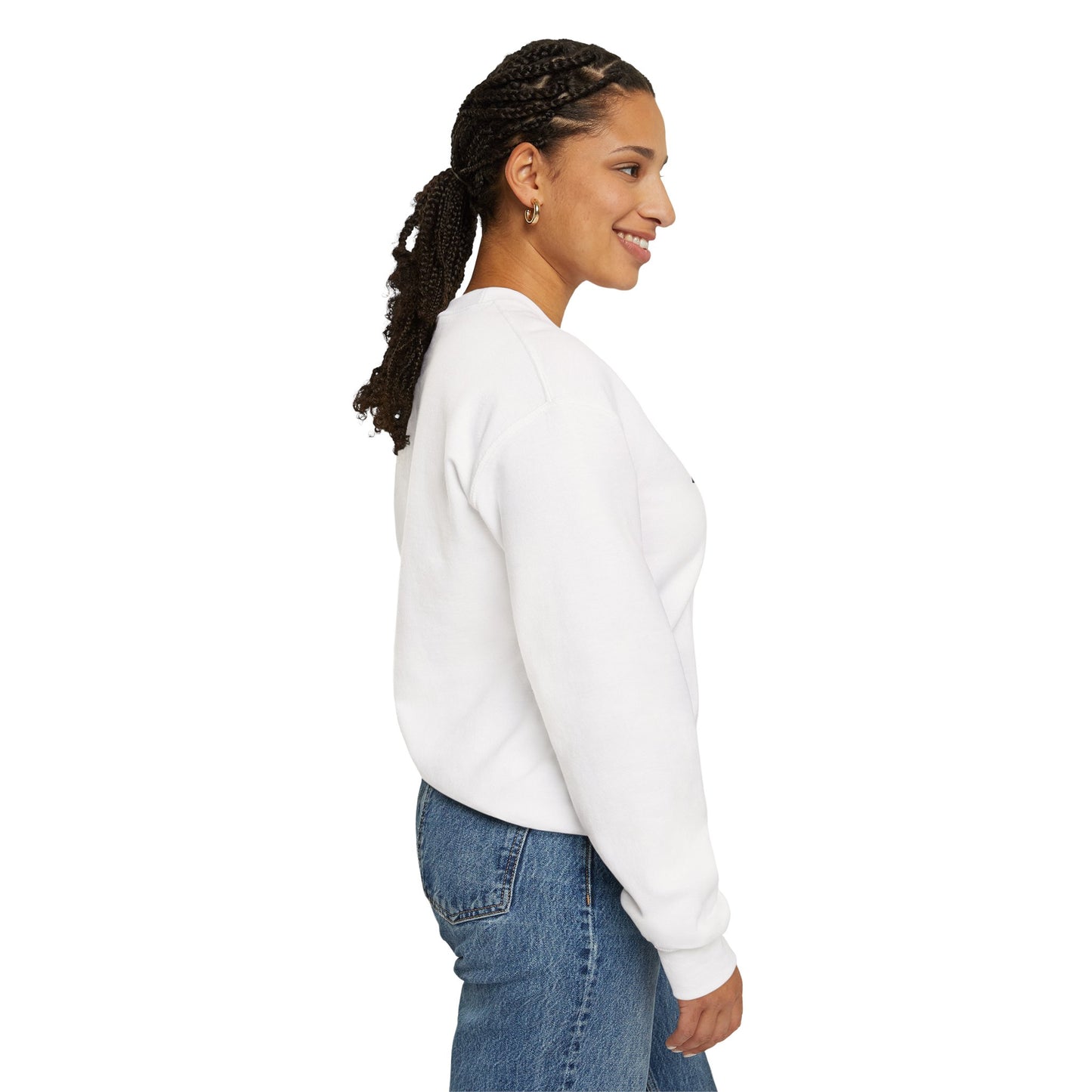 White Not Lazy Crewneck Unisex Cat Themed Sweatshirt