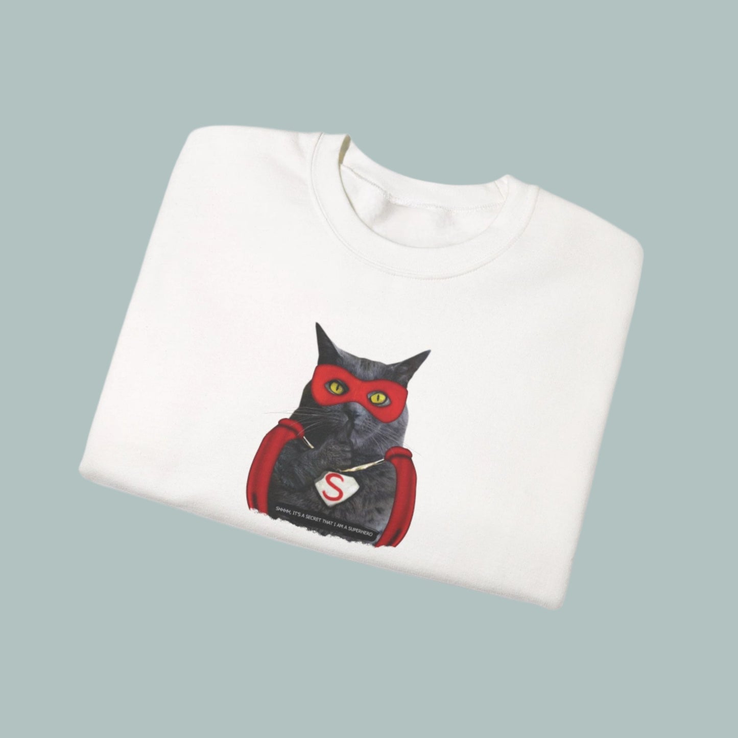 White Super Cat Crewneck Unisex Sweatshirt