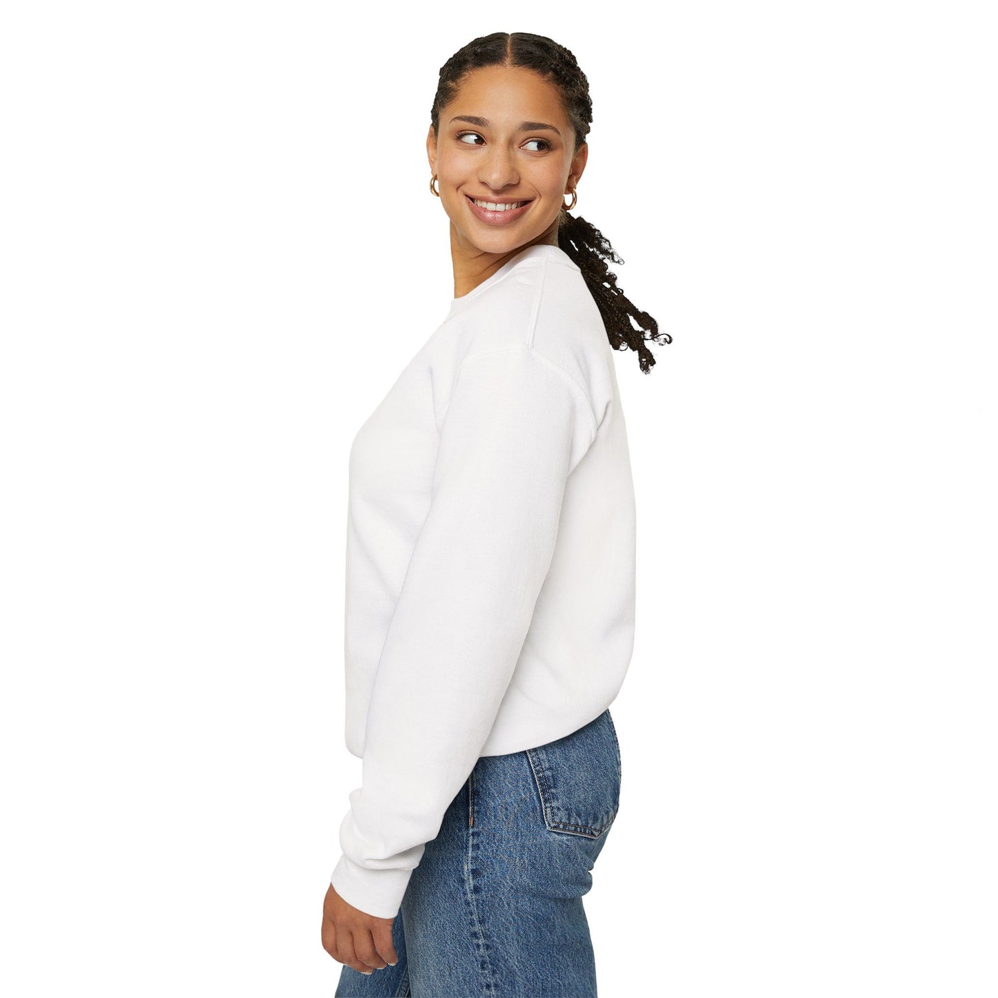 White Super Cat Crewneck Unisex Sweatshirt
