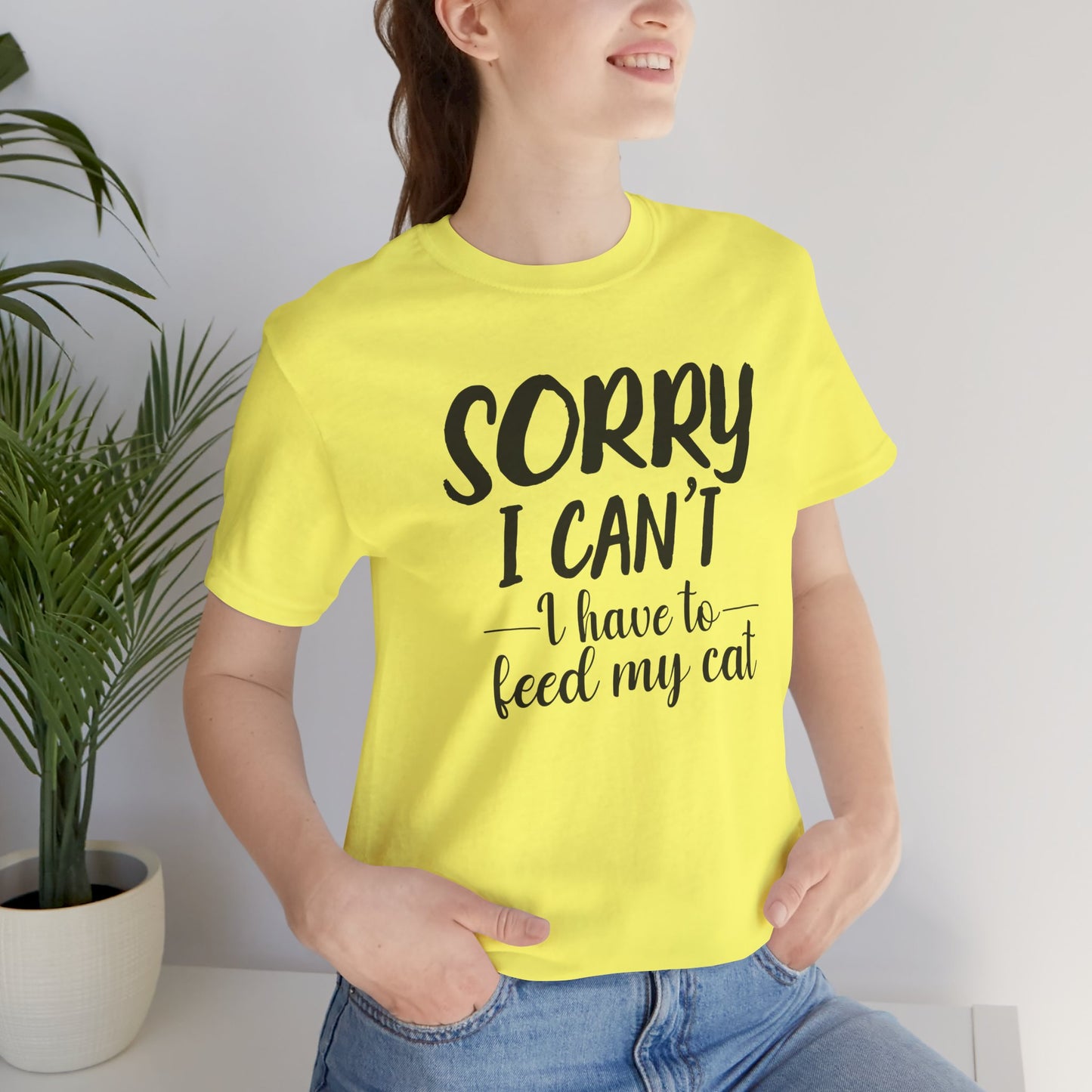 Yellow Feed My Cat T-Shirt Unisex Crew Neck