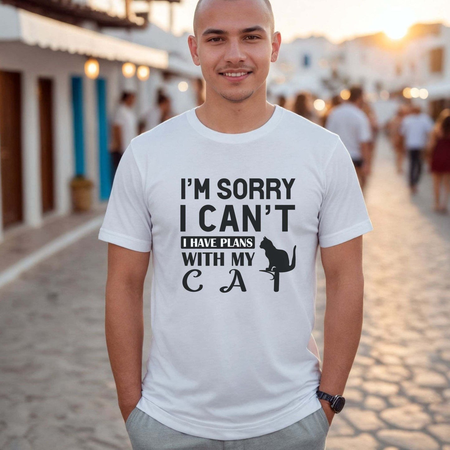 White Plans With My Cat T-Shirt Unisex Crew Neck