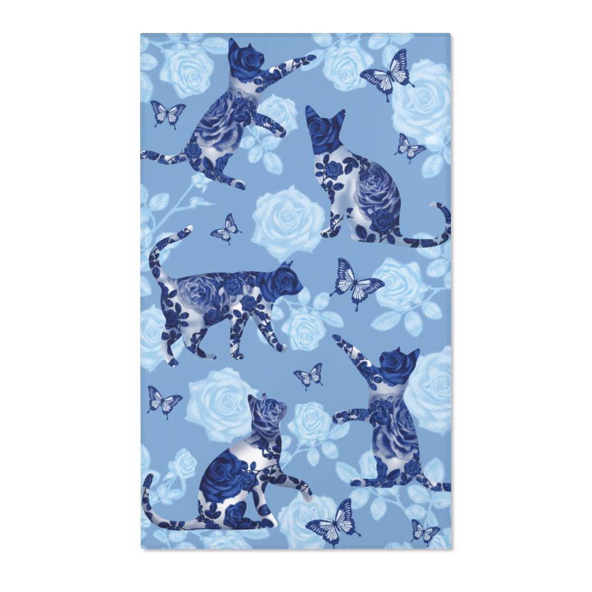 Floral Blue Area Rug