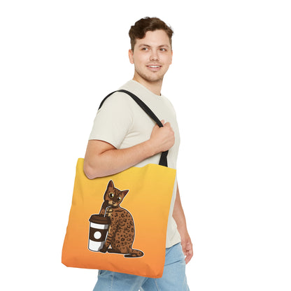 Drinking Cat Tote Bag (Yellow)