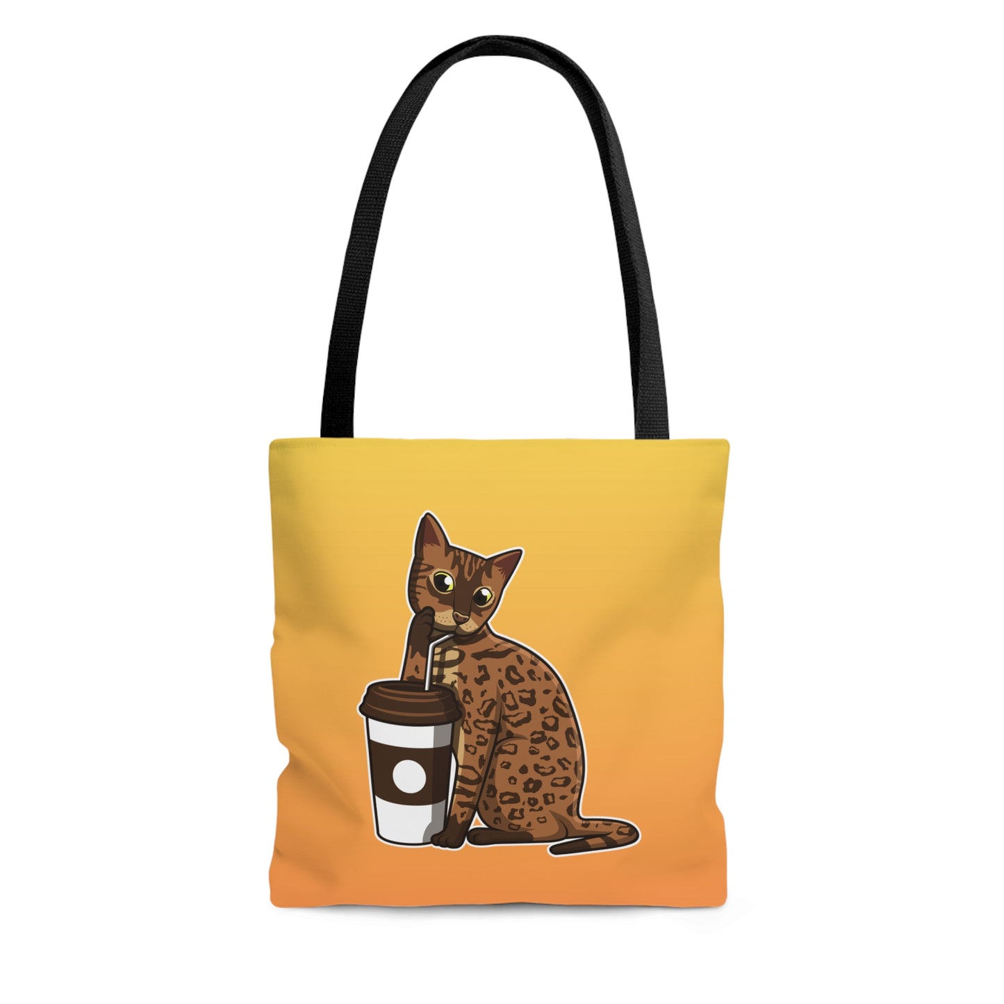 Drinking Cat Tote Bag (Yellow)