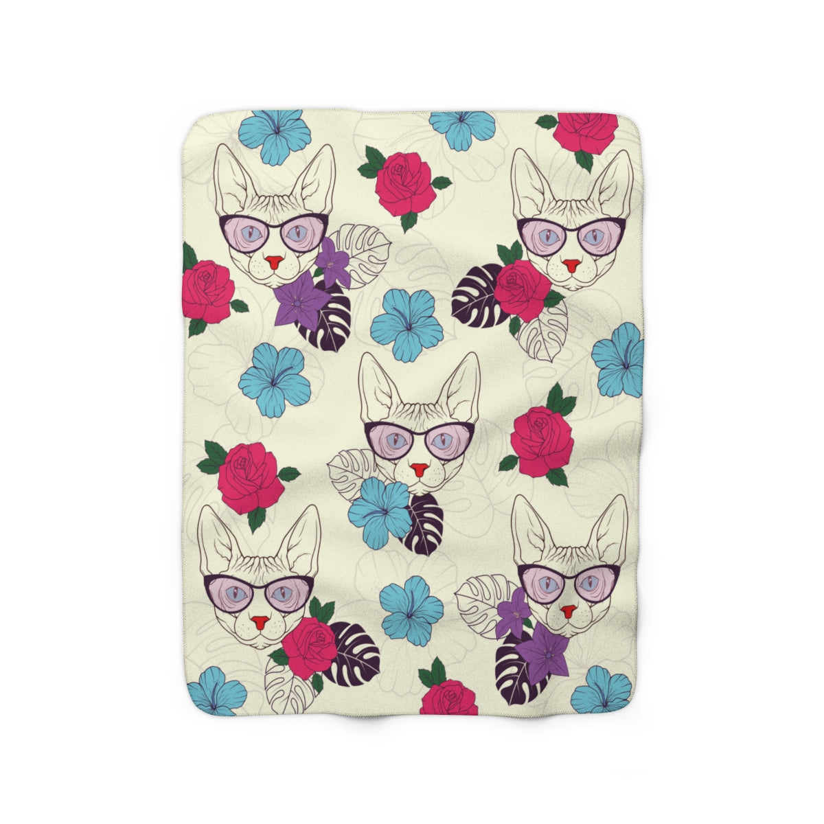 Flower Sphynx Fleece Blanket