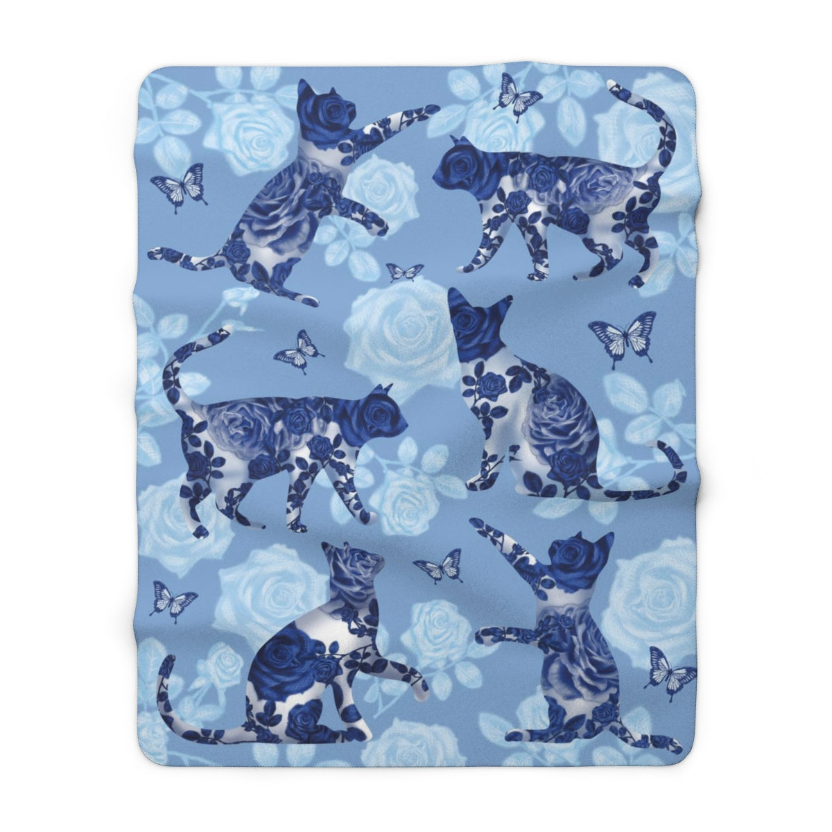 Floral Blue Fleece Blanket