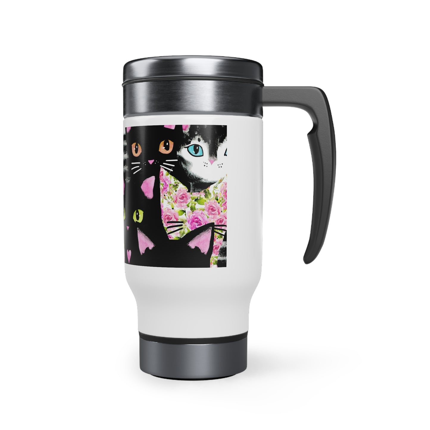 Cats & Roses Insulated Travel Mug Multicolored 14oz