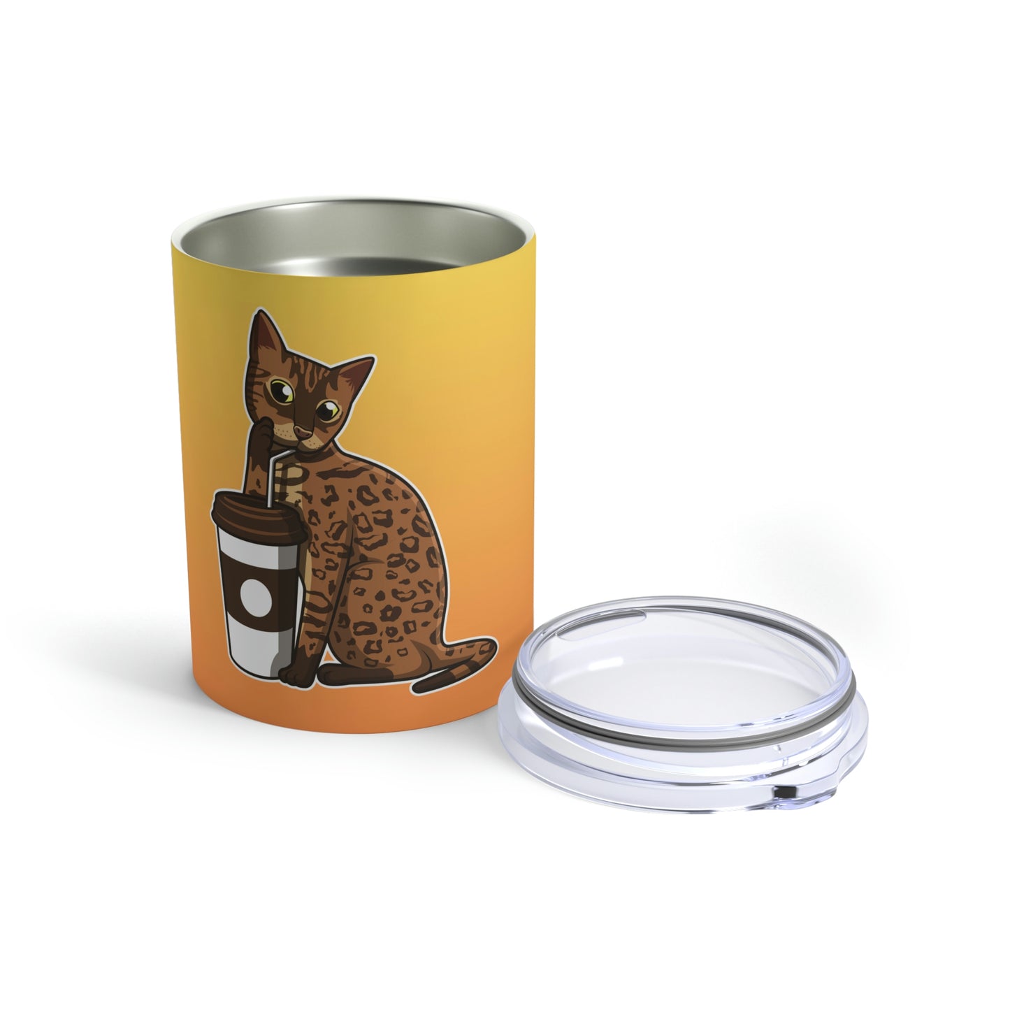 Drinking Bengal Cat Yellow Tumbler 10oz