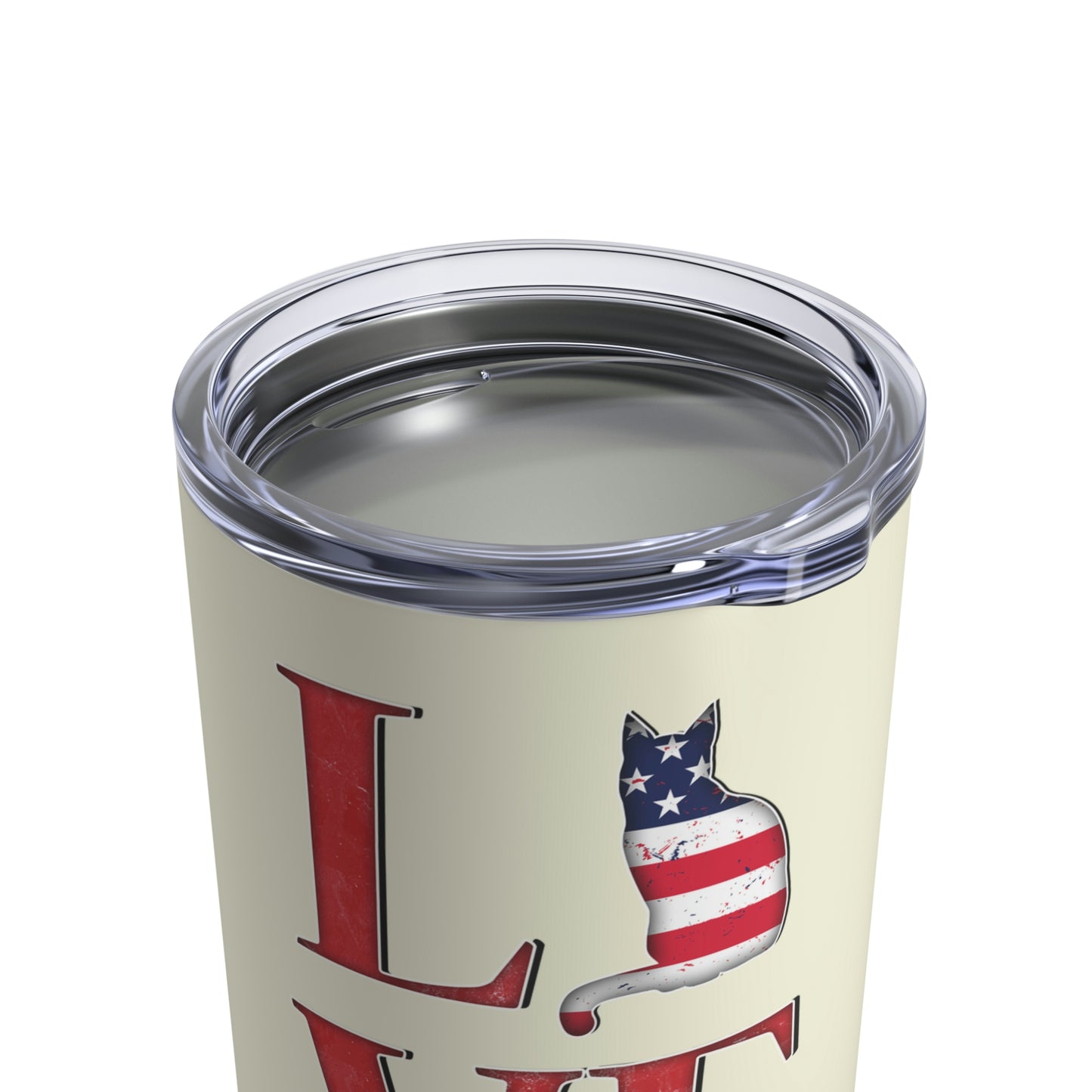 LOVE USA Cat Silhouette Stars & Stripes USA Small Tumbler 10oz