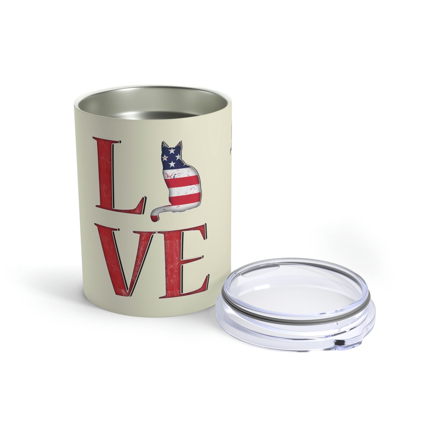 LOVE USA Cat Silhouette Stars & Stripes USA Small Tumbler 10oz