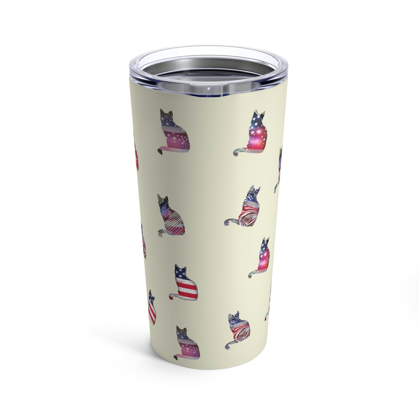 LOVE USA Tumbler 20oz Cat And USA Flag Stars And Stripes Themed Travel Tumbler