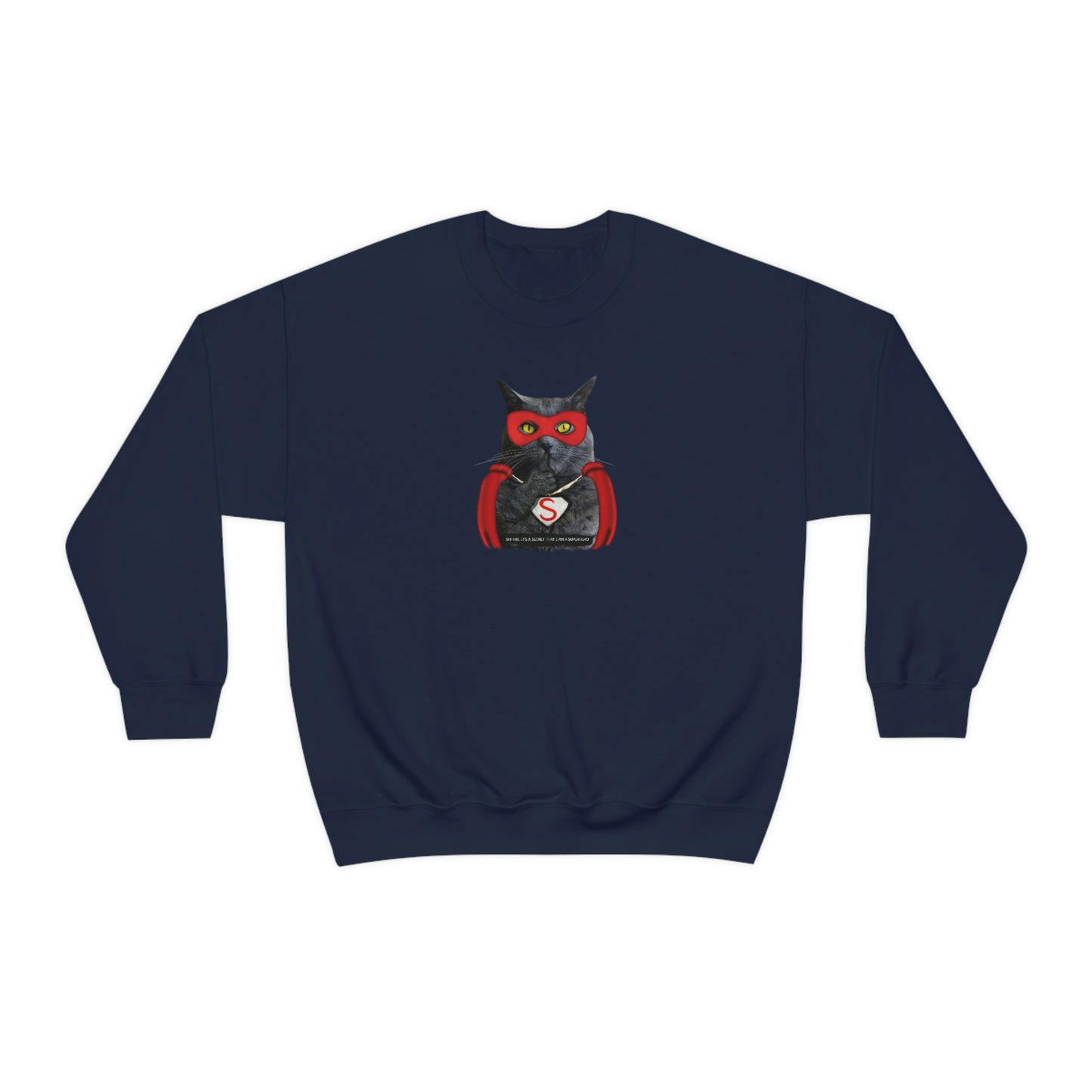 Navy Super Cat Crewneck Unisex Sweatshirt