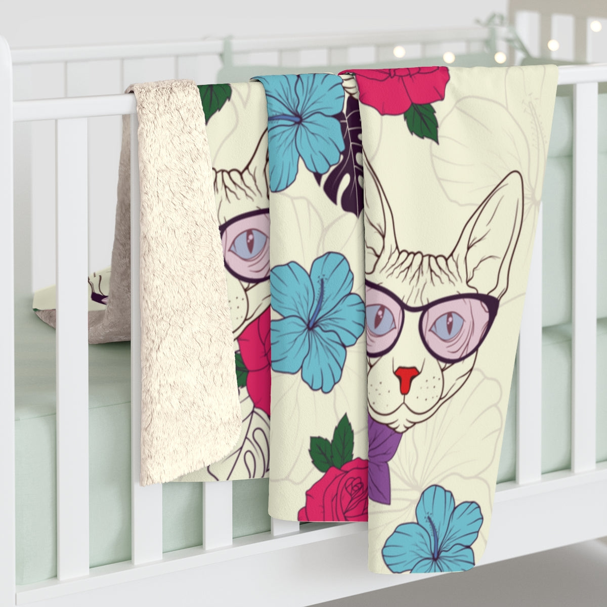 Flower Sphynx Fleece Blanket