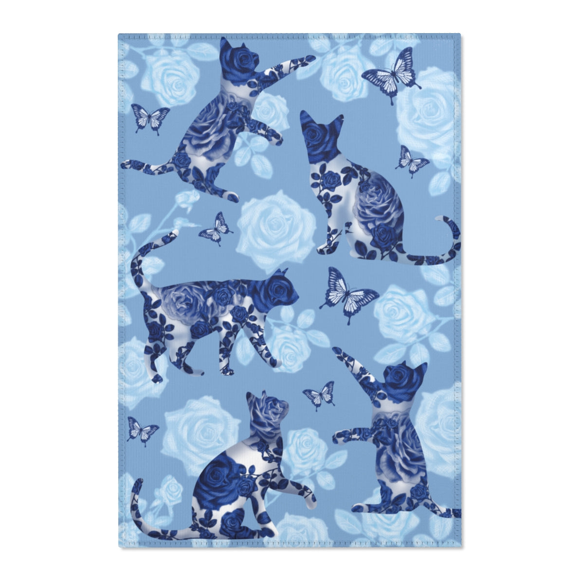 Floral Blue Area Rug