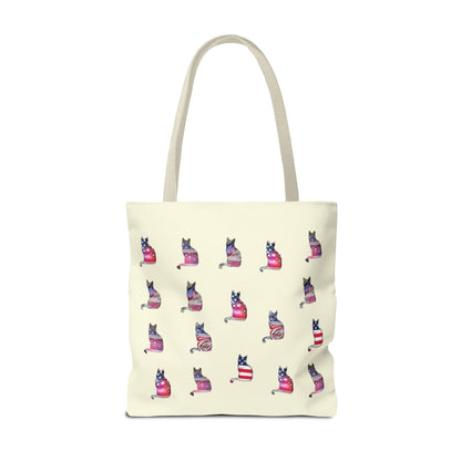 Patriotic Cat Love Tote Bag (Cream)