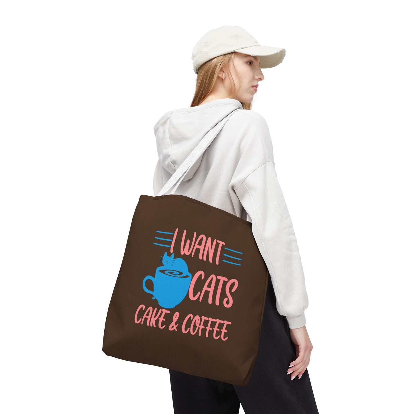 Cats, Cake & Coffee Tote Bag (Brown)