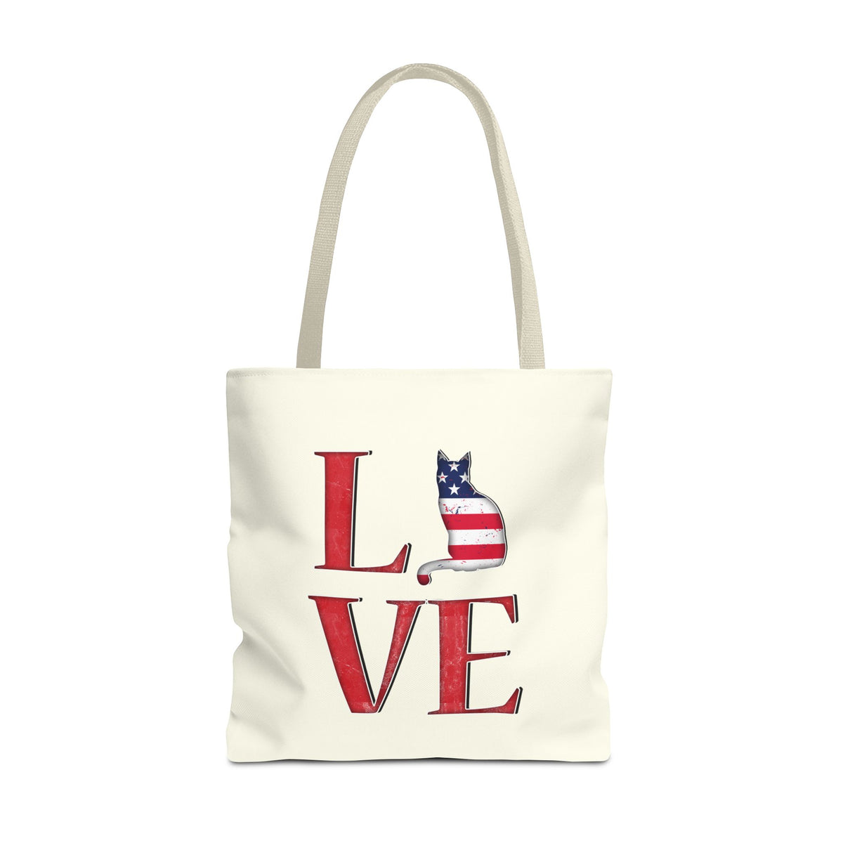 Patriotic Cat Love Tote Bag (Cream)